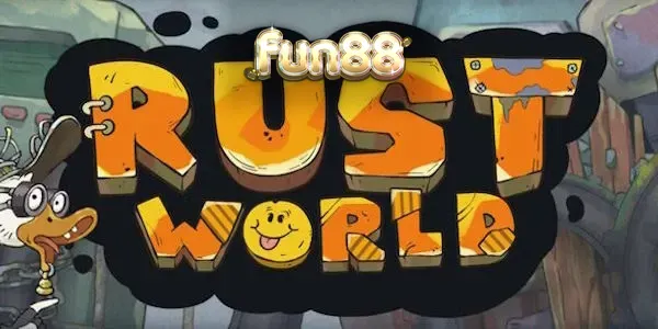 Tampilan visual slot Rust World dengan grid 7x7 dan tema industrial